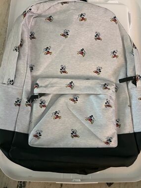 Gray Mickey Mouse Pattern Backpack